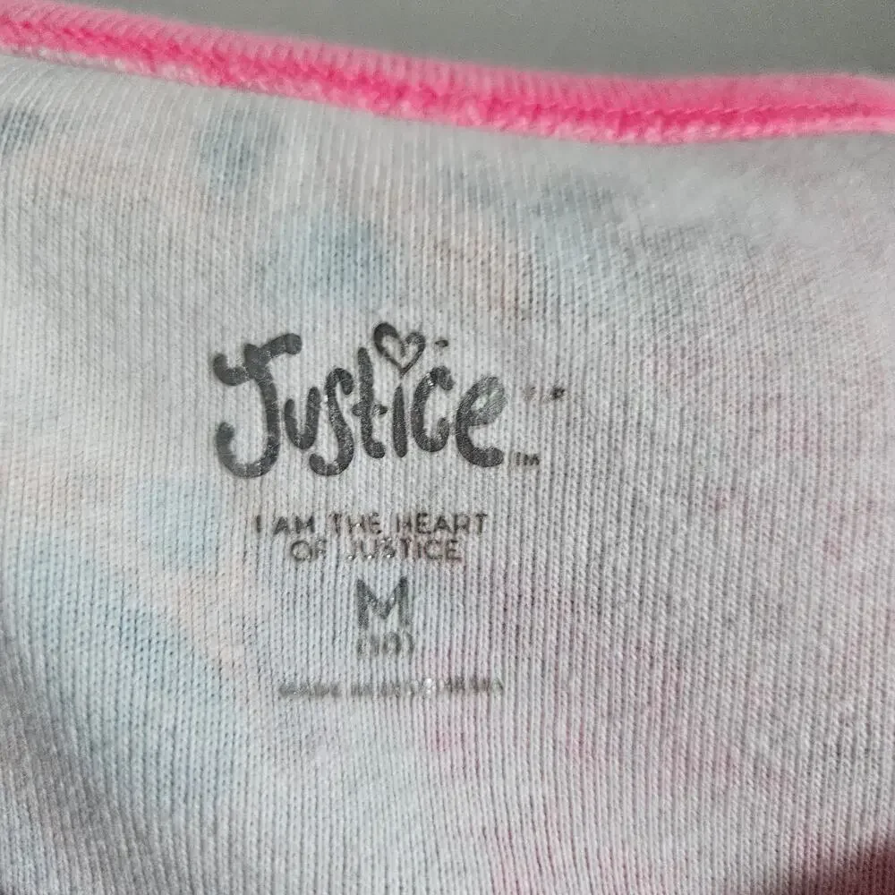 Justice Ribbed Tank Top Hot Pink Floral Tie Dye Side Cinch Summer Girls Size M